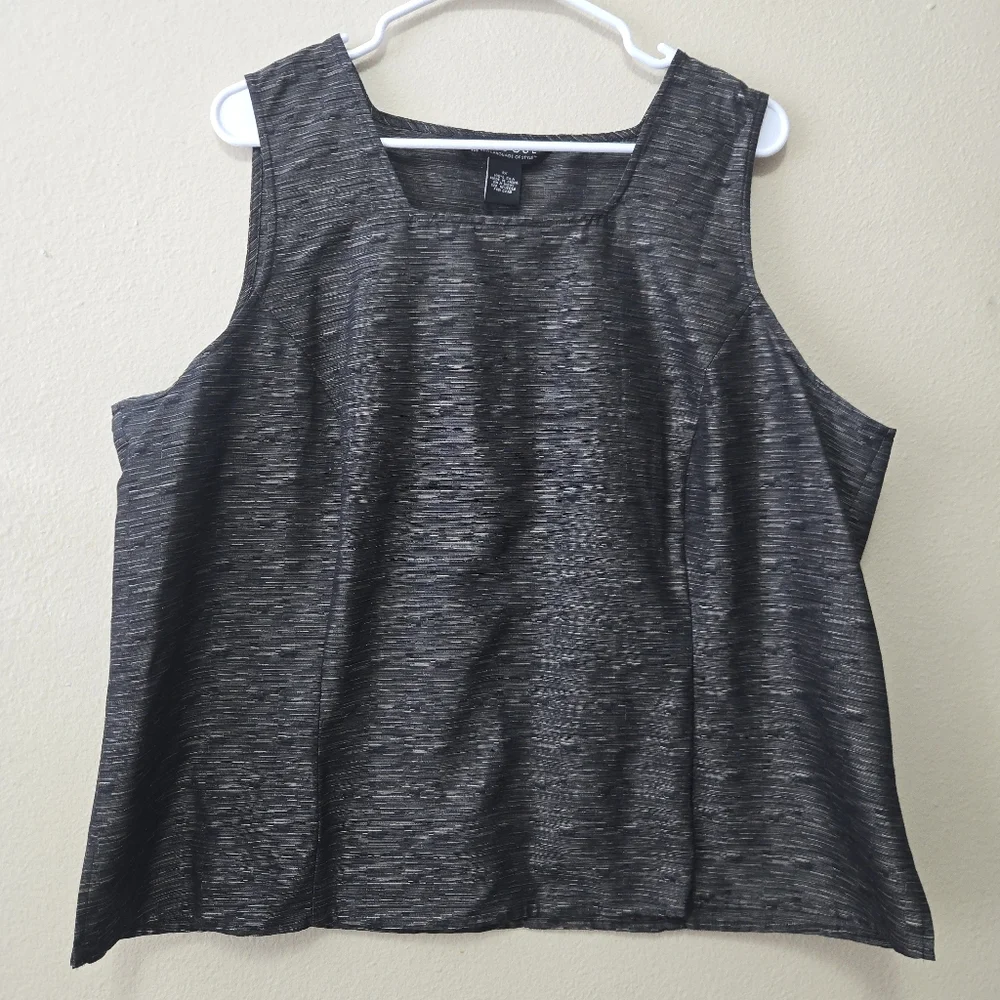 Womens Elevated Basic Minimalist 100% Silk Sleeveless Top Sz 1X Square Neckline